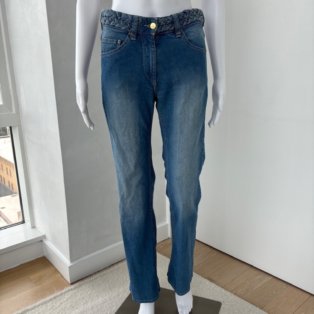 Designer Isabel Marant High Waisted Skinny Jeans with Braided waist